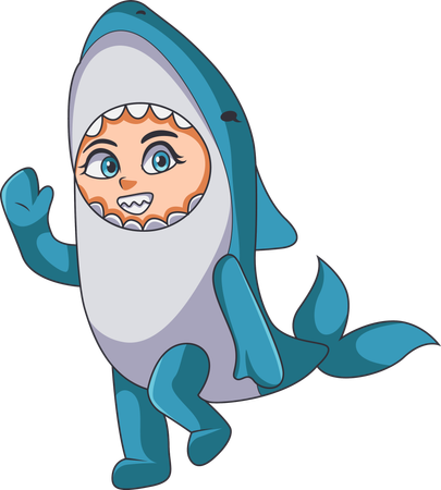Niño disfrazado de tiburón  Ilustración