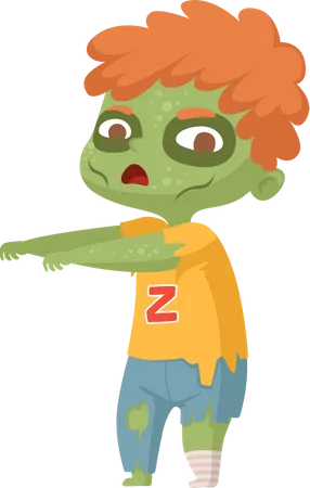 Niño disfrazado de zombie  Ilustración
