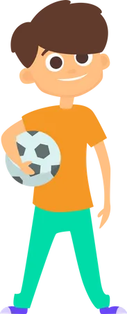 Niño pequeño con fútbol  Ilustración