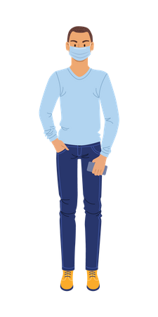Niño con máscara  Ilustración