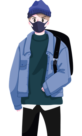 Niño con mascarilla  Ilustración