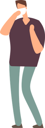 Niño con mascarilla  Ilustración