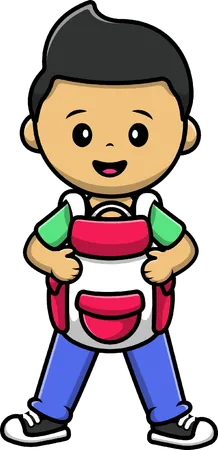 Niño con mochila  Ilustración