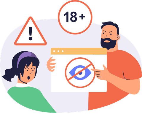 A un niño se le restringe el acceso a contenido para adultos  Ilustración