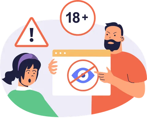 A un niño se le restringe el acceso a contenido para adultos  Ilustración