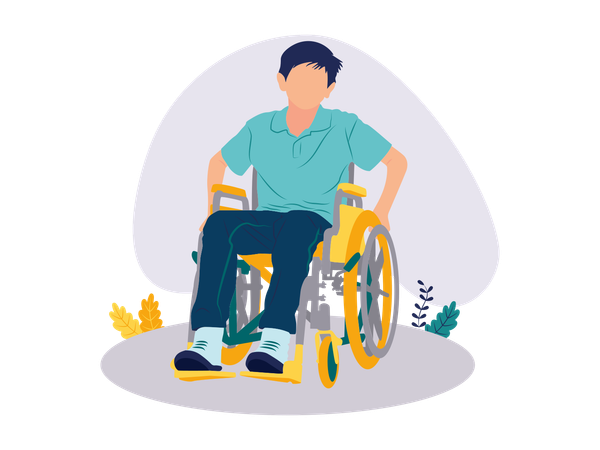 Niño con silla de ruedas  Ilustración