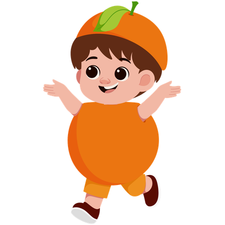 Niño disfrazado de naranja  Ilustración