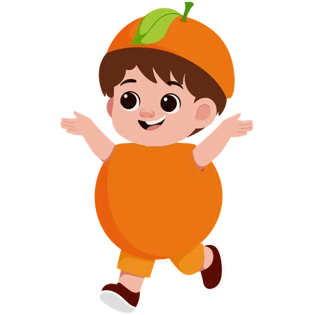 Niño disfrazado de naranja  Ilustración