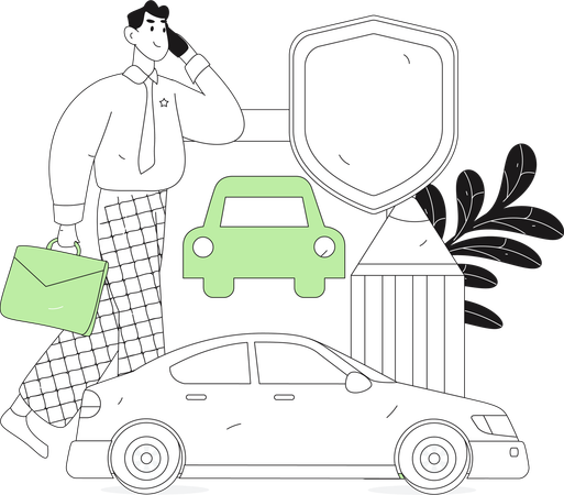 Niño contando sobre la cobertura del coche  Ilustración
