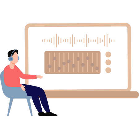 Niño creando su podcast  Illustration