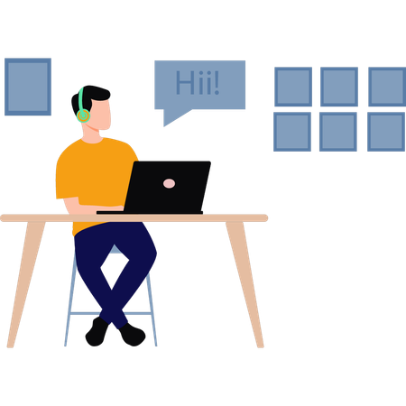 Niño creando su podcast  Illustration