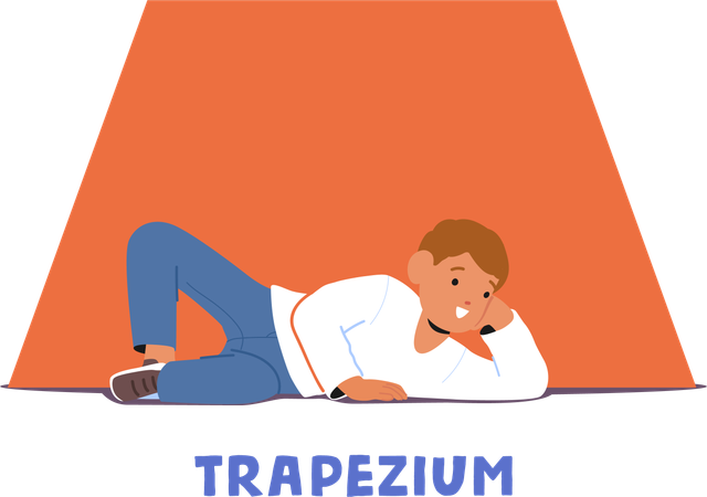 Un niño curioso explora la forma del trapecio  Ilustración