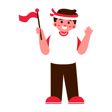 Niño indonesio celebrando el Día de la Independencia  Ilustración