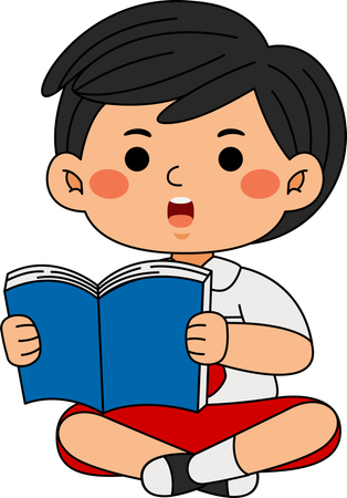 Niño de pie con el libro  Ilustración