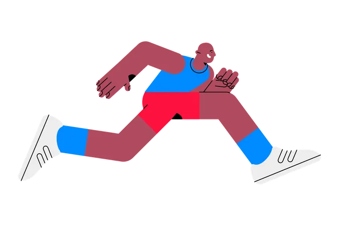 Chico deportivo corriendo en carrera de maratón  Illustration