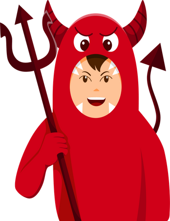 Niño disfrazado de diablo  Ilustración