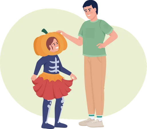 Niño disfrazado de halloween con papá  Ilustración