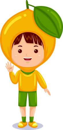 Niño disfrazado de limón  Ilustración