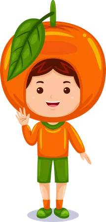 Niño disfrazado de naranja  Ilustración