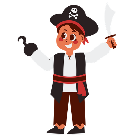 Niño disfrazado de pirata  Ilustración