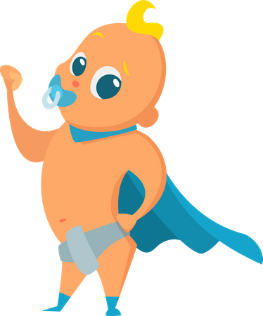 Niño disfrazado de superhéroe  Ilustración