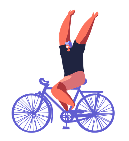 El niño disfruta del ciclismo  Ilustración