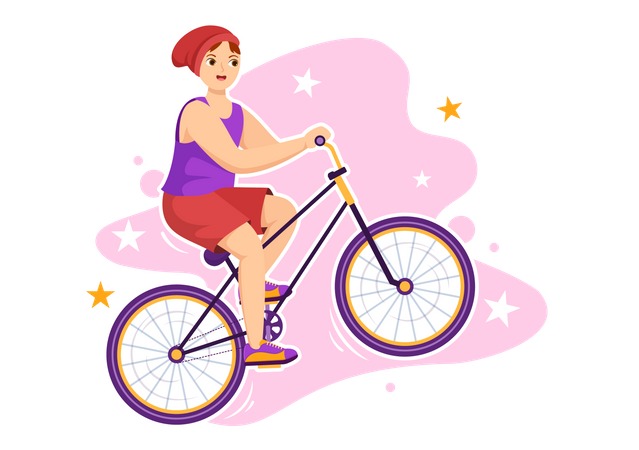 El niño disfruta montando bicicleta BMX  Ilustración