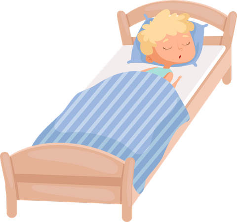 Niño durmiendo en la cama  Ilustración