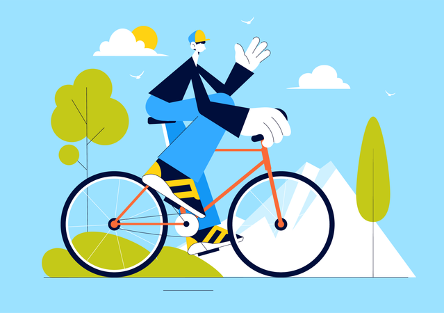 Niño montando en bicicleta en el Día Mundial de la Bicicleta  Ilustración