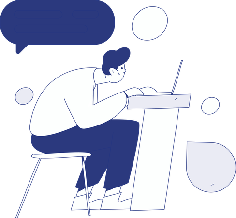 Niño haciendo conferencia virtual  Ilustración