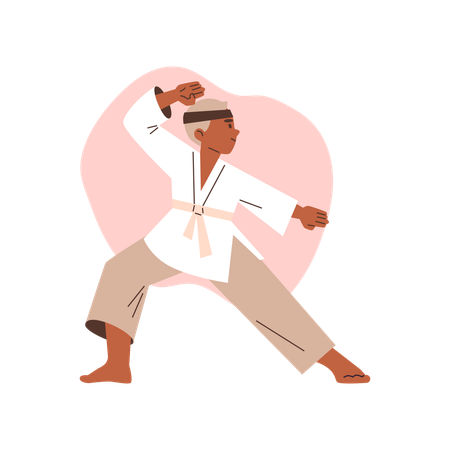 Niño en pose de karate  Ilustración