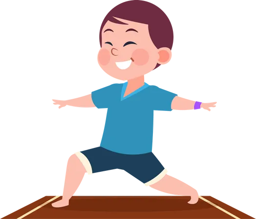 Niño pequeño en posturas de yoga  Ilustración