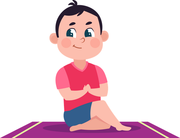 Chico en posturas de yoga  Ilustración