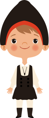 Niño en tela de nacionalidades  Ilustración