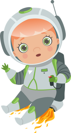 Niño con traje de astronauta  Ilustración