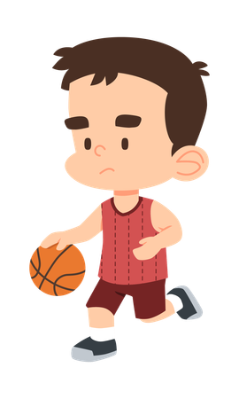 El chico es jugador de baloncesto.  Ilustración