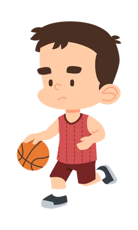 El chico es jugador de baloncesto.  Ilustración