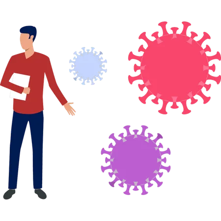 El niño está hablando sobre el virus  Ilustración