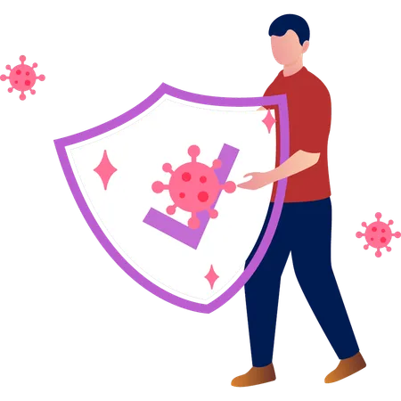 El niño muestra protección contra el virus.  Ilustración