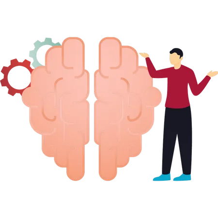 El niño muestra una neurología cerebral.  Ilustración