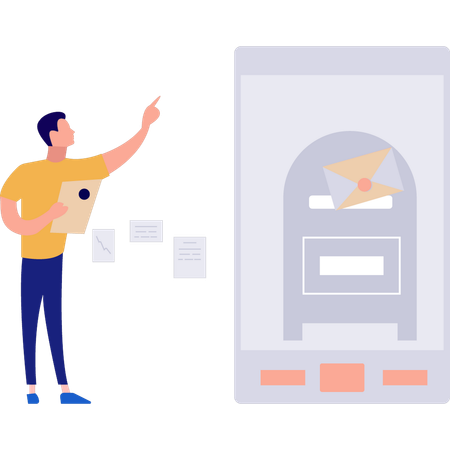 El chico está publicando correo en un buzón  Ilustración