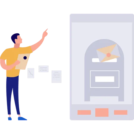 El chico está publicando correo en un buzón  Ilustración
