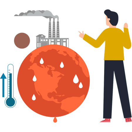 El niño señala la contaminación industrial  Ilustración