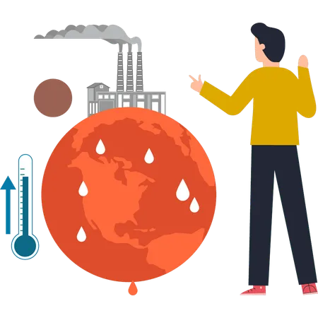 El niño señala la contaminación industrial  Ilustración