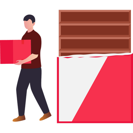 El niño sostiene un cartón de chocolate  Ilustración