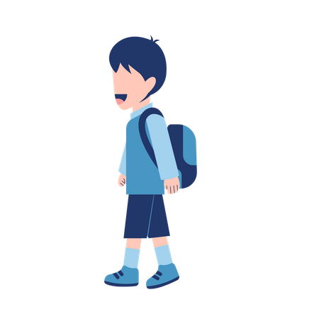 Niño estudiante con mochila caminando  Ilustración