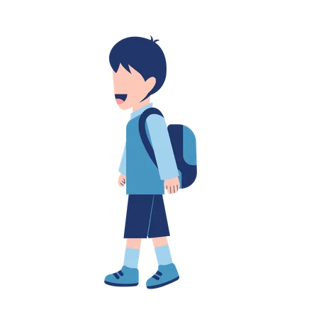 Niño estudiante con mochila caminando  Ilustración