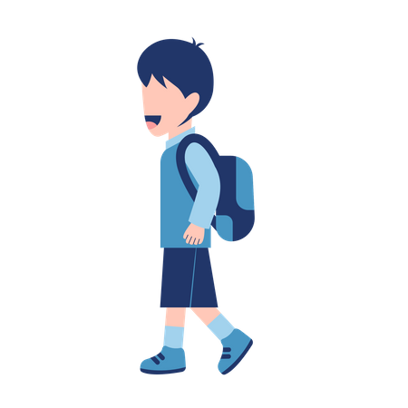 Niño estudiante con mochila caminando  Ilustración