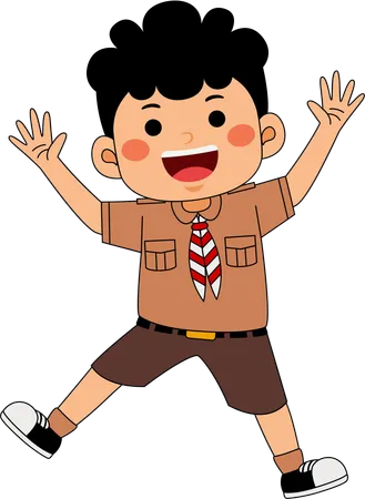 Niño scout bailando  Ilustración