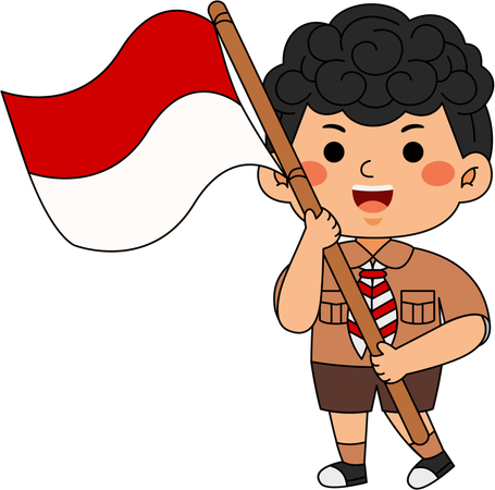 Niño scout con bandera  Ilustración